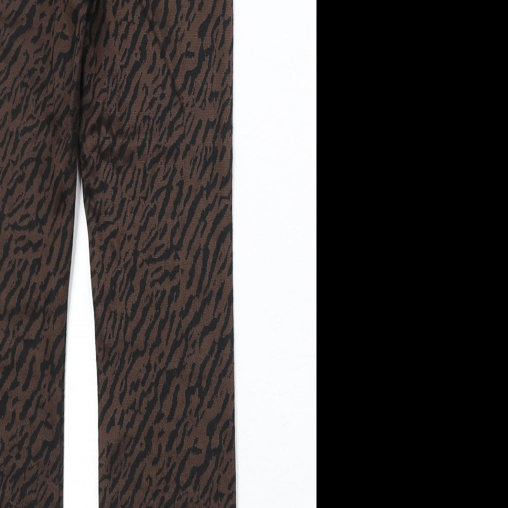 Zara Womens Brown Animal Print Polyester Jogger Trousers Size S Regular