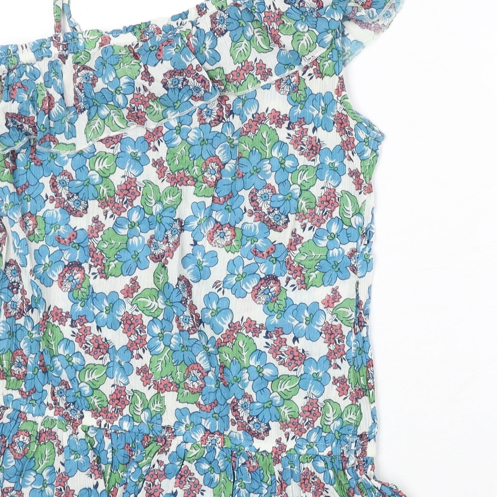 River Island Womens Multicoloured Floral 100% Cotton Basic Blouse Size 12 One Shoulder
