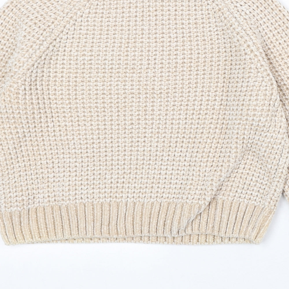 Divided Womens Beige High Neck Polyester Pullover Jumper Size S