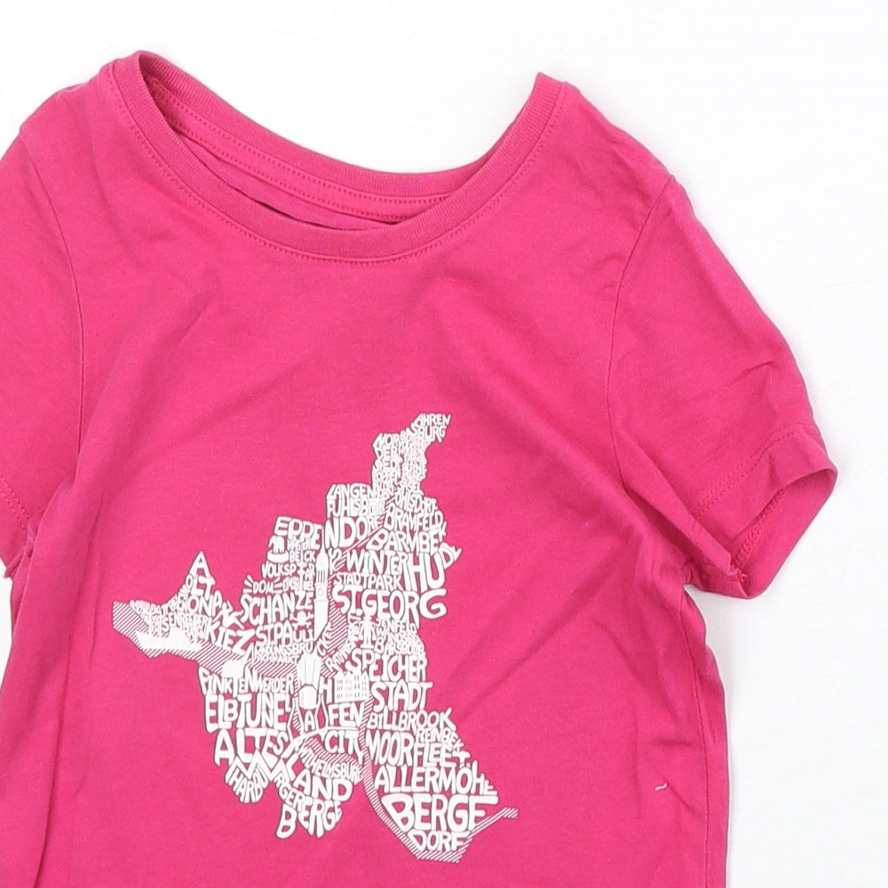 Stella Stanley Girls Pink 100% Cotton Basic T-Shirt Size 7-8 Years Round Neck Pullover