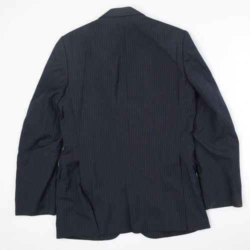 Burton Mens Blue Striped Polyester Jacket Suit Jacket Size 38 Regular - Pinstripe