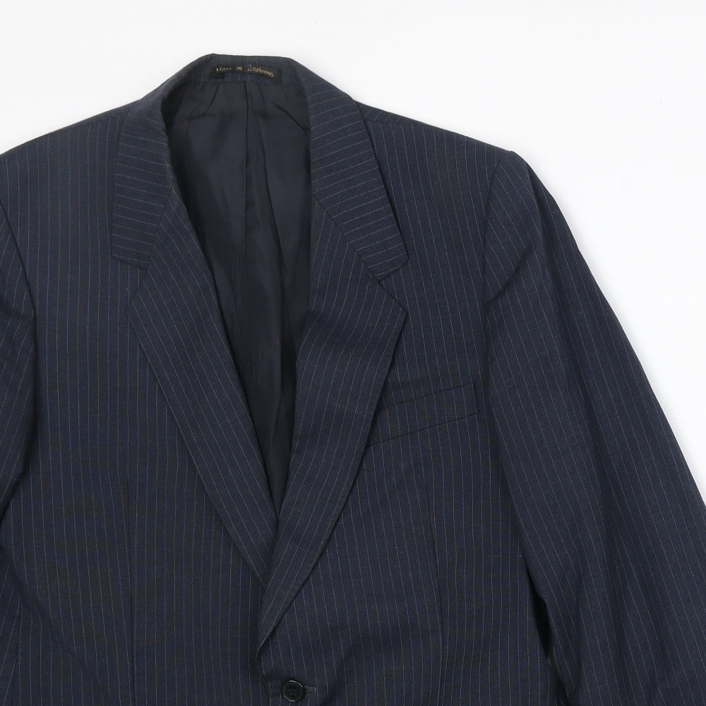 Burton Mens Blue Striped Polyester Jacket Suit Jacket Size 38 Regular - Pinstripe