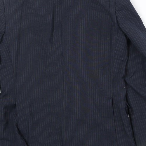 Burton Mens Blue Striped Polyester Jacket Suit Jacket Size 38 Regular - Pinstripe