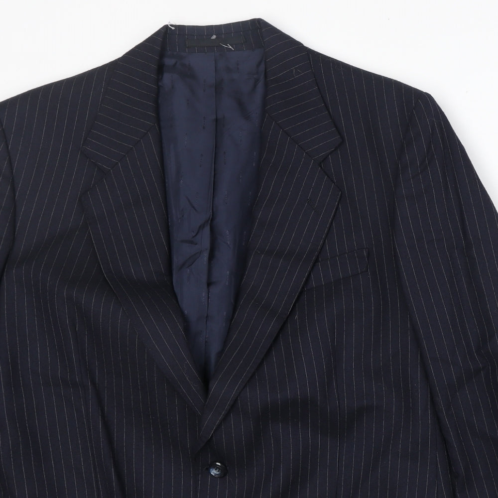 Meurice Mens Blue Striped Polyester Jacket Suit Jacket Size 42 Regular