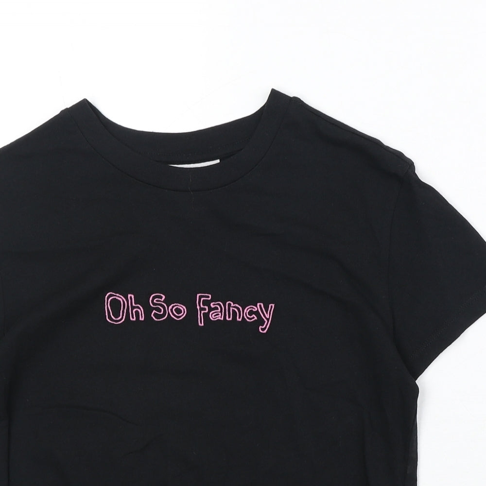 Topshop Womens Black 100% Cotton Basic T-Shirt Size 8 Round Neck - Oh So Fancy