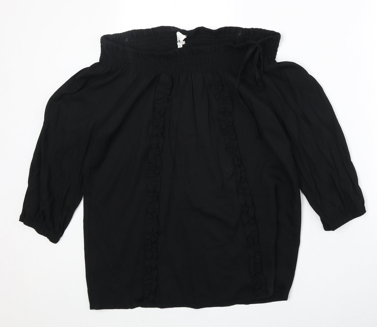 N.1 Womens Black Viscose Basic Blouse Size S Off the Shoulder