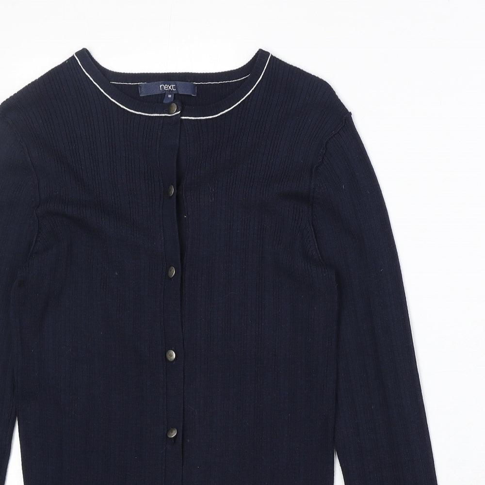 NEXT Womens Blue Round Neck Viscose Cardigan Jumper Size 10