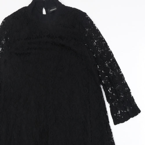 Monki Womens Black Floral Cotton Trapeze & Swing Size XS Round Neck Button