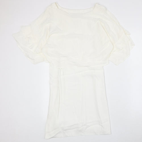 Zara Womens Ivory Polyester Trapeze & Swing Size S Round Neck Pullover