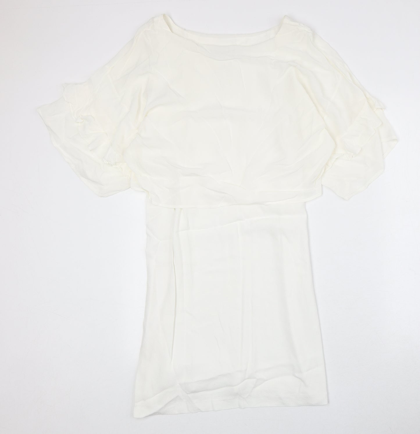 Zara Womens Ivory Polyester Trapeze & Swing Size S Round Neck Pullover