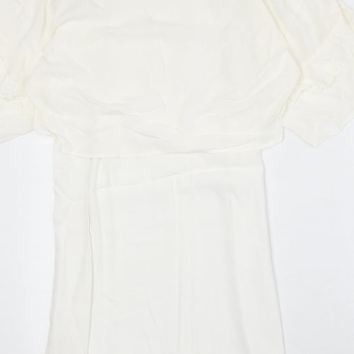 Zara Womens Ivory Polyester Trapeze & Swing Size S Round Neck Pullover