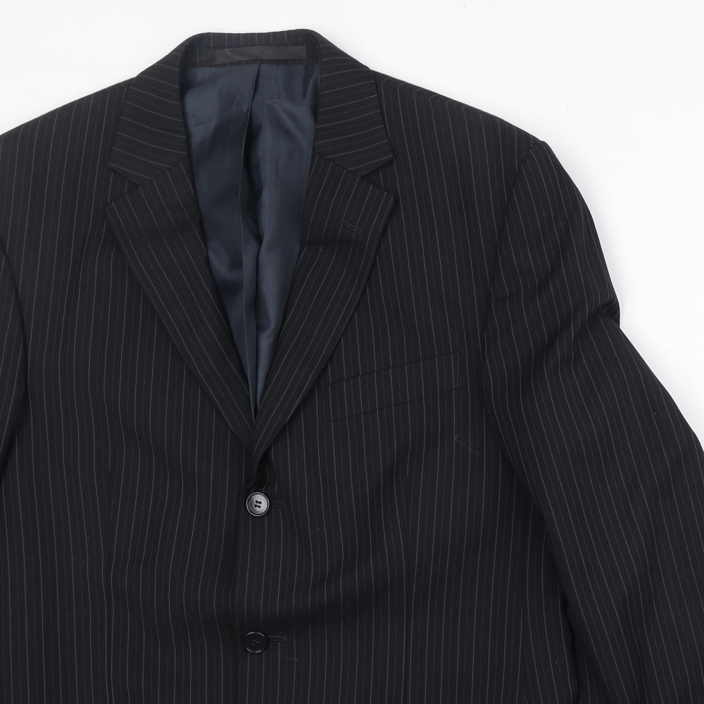 Marks and Spencer Mens Black Striped Polyester Jacket Suit Jacket Size 38 Regular - Pinstripe