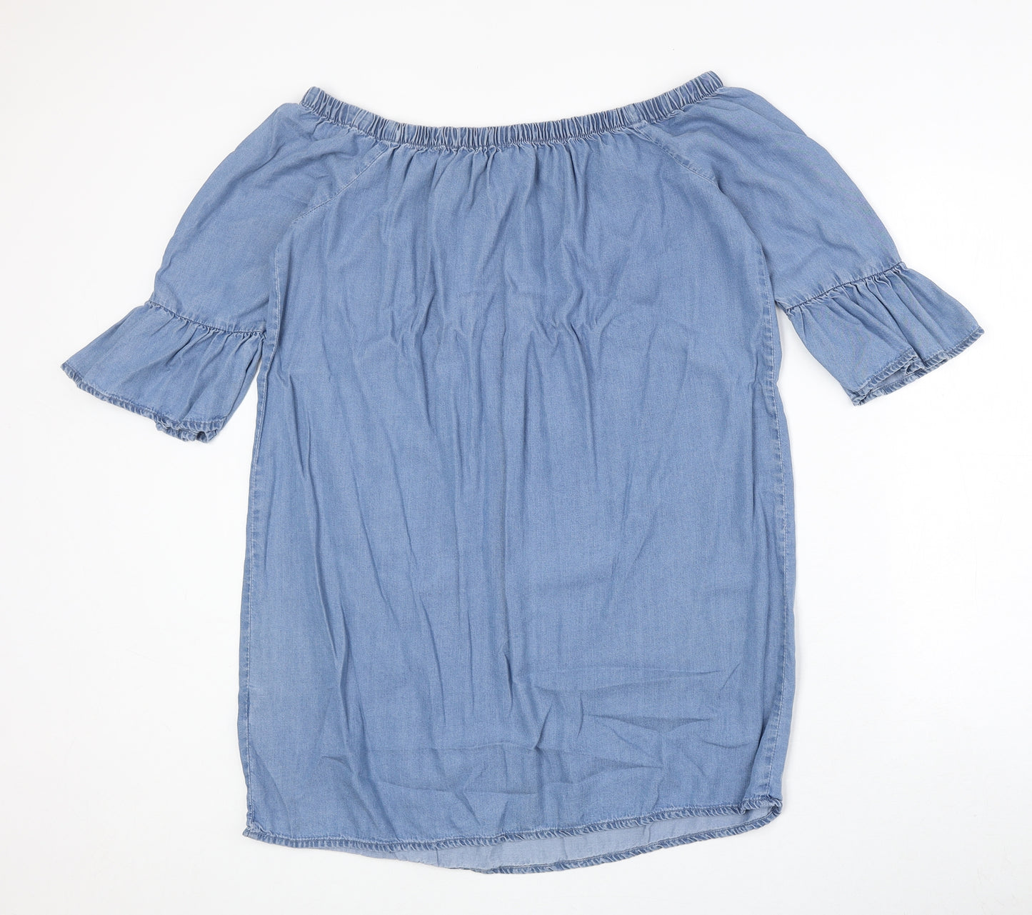 New Look Womens Blue Lyocell A-Line Size 12 Off the Shoulder Pullover
