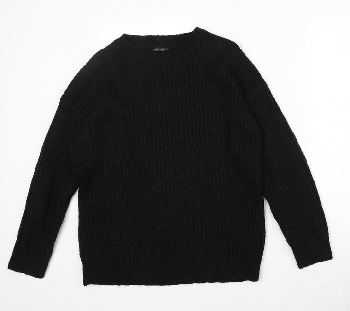 New Look Womens Black Round Neck Acrylic Pullover Jumper Size S