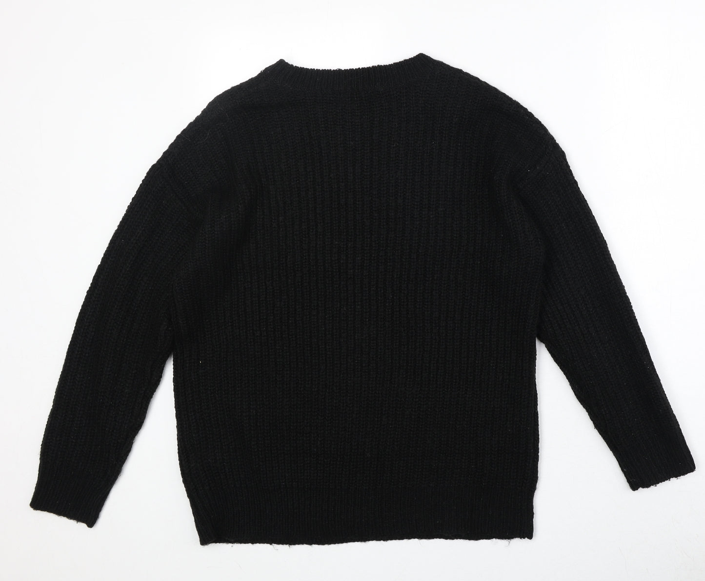 New Look Womens Black Round Neck Acrylic Pullover Jumper Size S