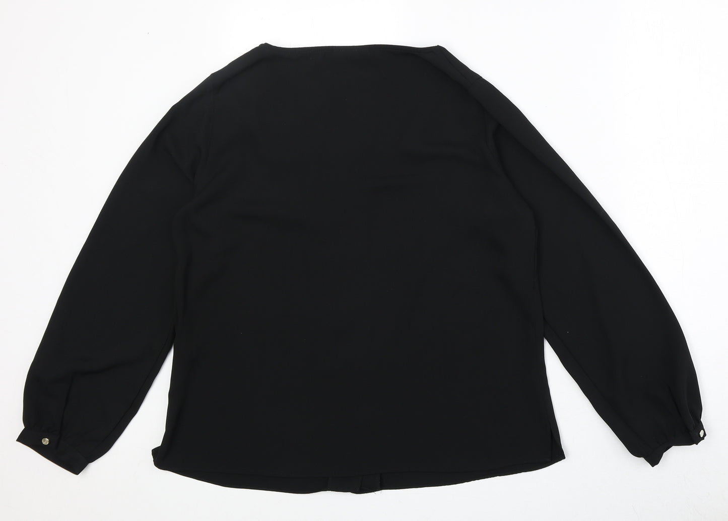 Wallis Womens Black Polyester Basic Button-Up Size 14 V-Neck