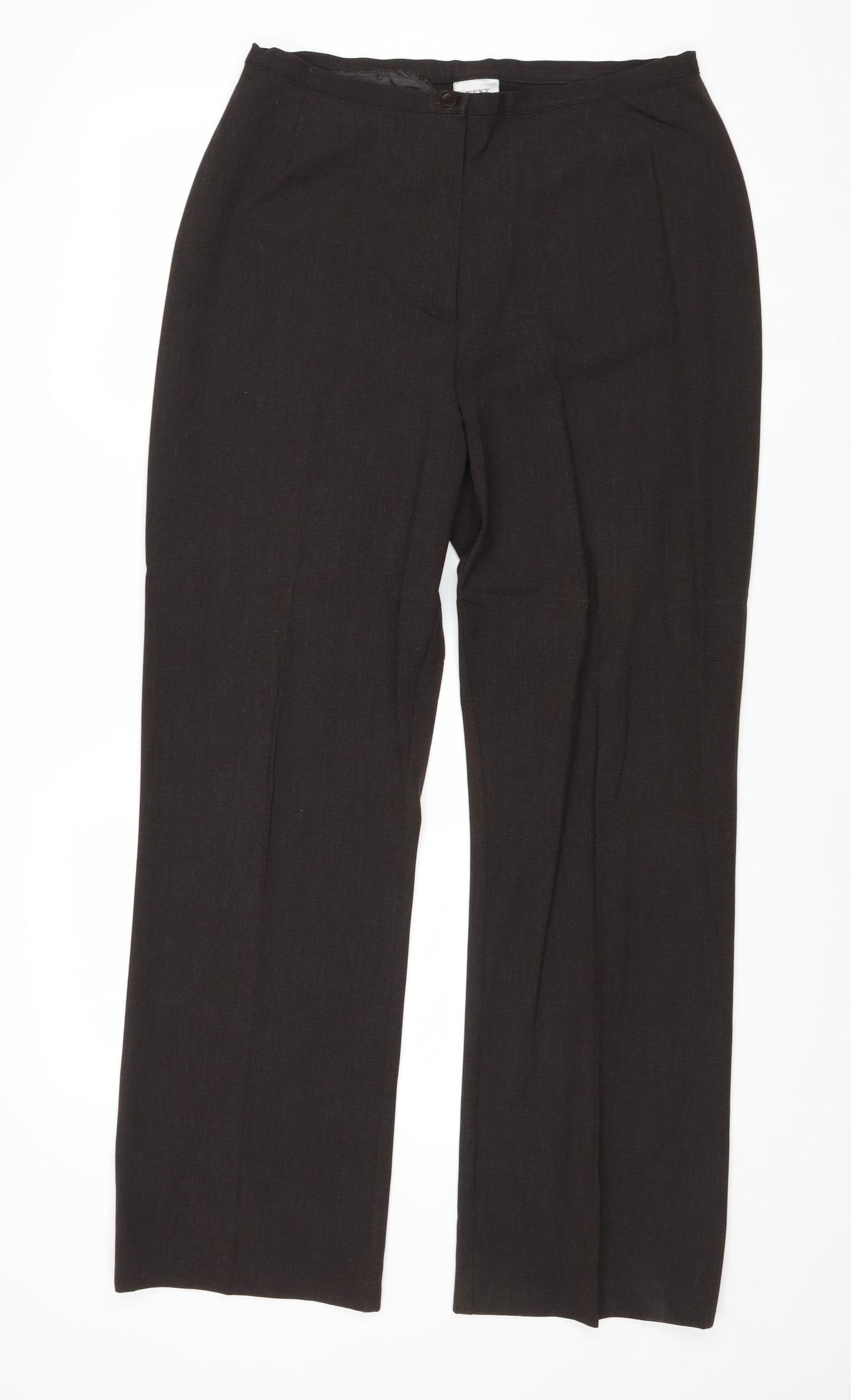 NEXT Womens Brown Polyester Trousers Size 16 Regular Zip