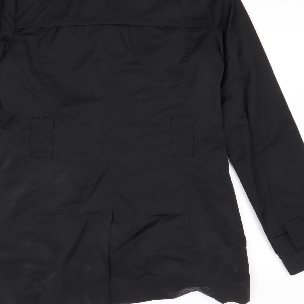 Pelle Womens Black Trench Coat Coat Size S Button