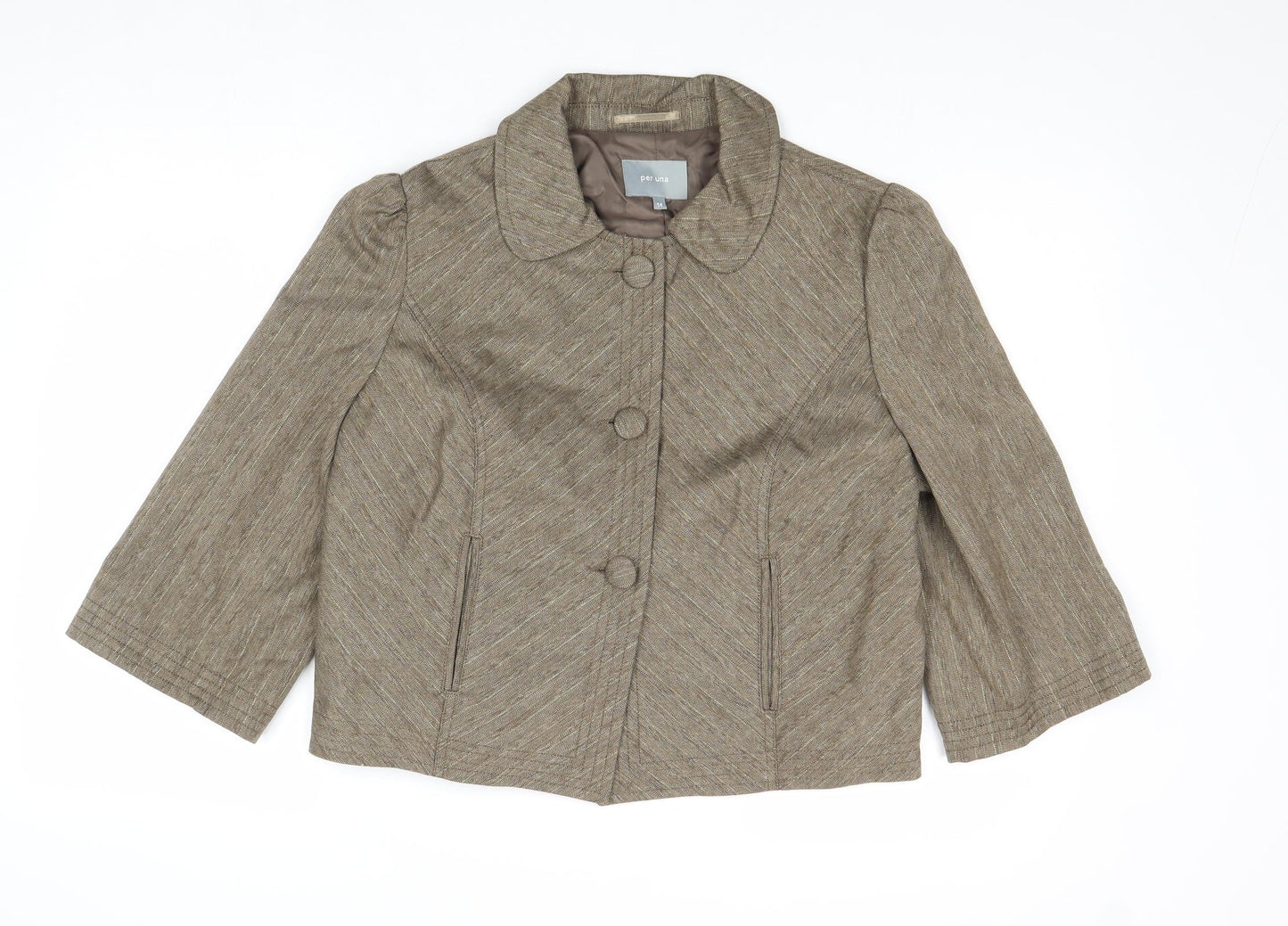 Per Una Womens Brown Geometric Jacket Blazer Size 14 Buckle