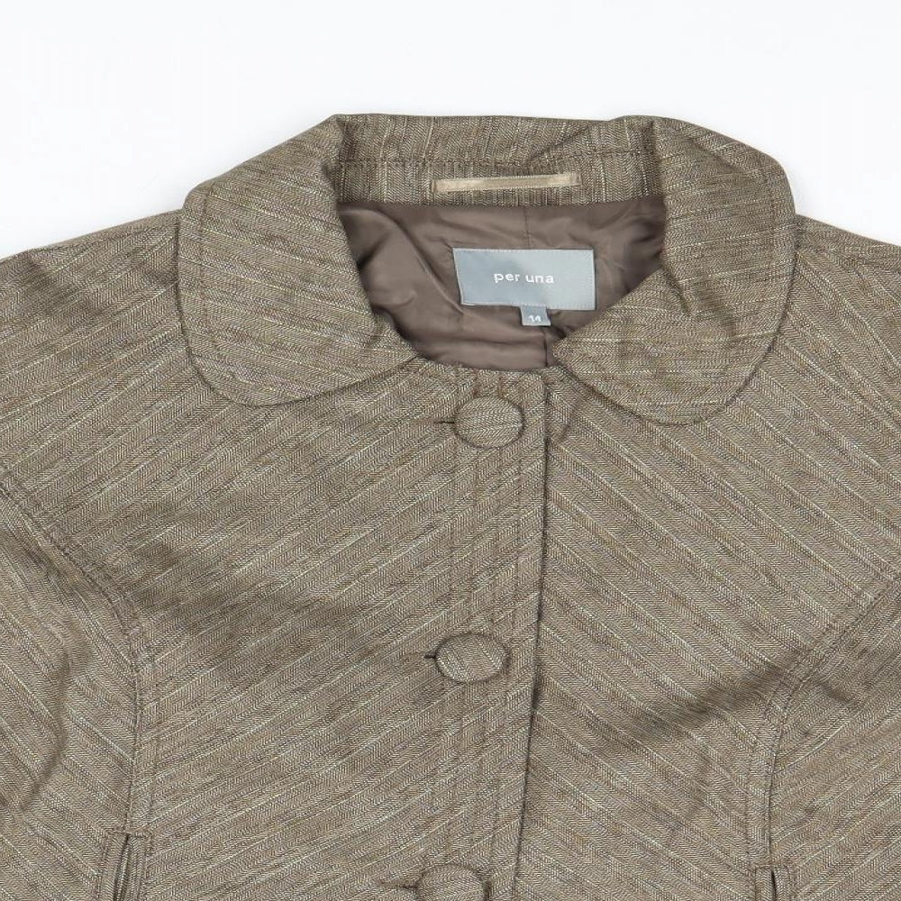 Per Una Womens Brown Geometric Jacket Blazer Size 14 Buckle