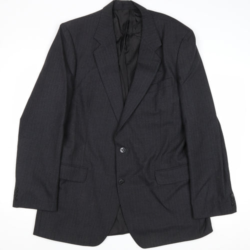 St Micahel Mens Grey Striped Wool Jacket Suit Jacket Size 42 Regular