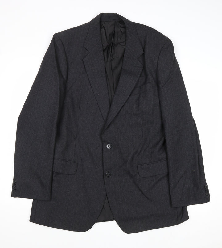 St Micahel Mens Grey Striped Wool Jacket Suit Jacket Size 42 Regular
