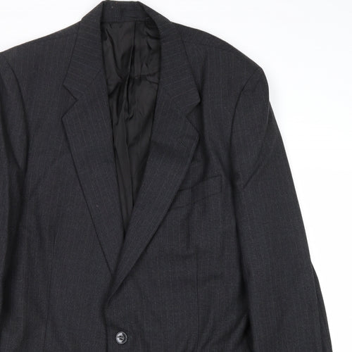 St Micahel Mens Grey Striped Wool Jacket Suit Jacket Size 42 Regular