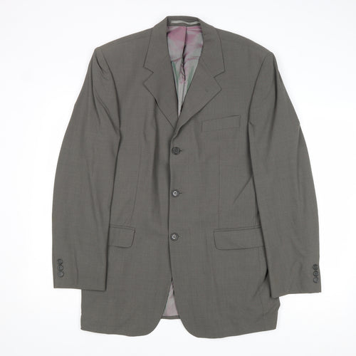 Karl Jackson Mens Grey Polyamide Jacket Suit Jacket Size 40 Regular