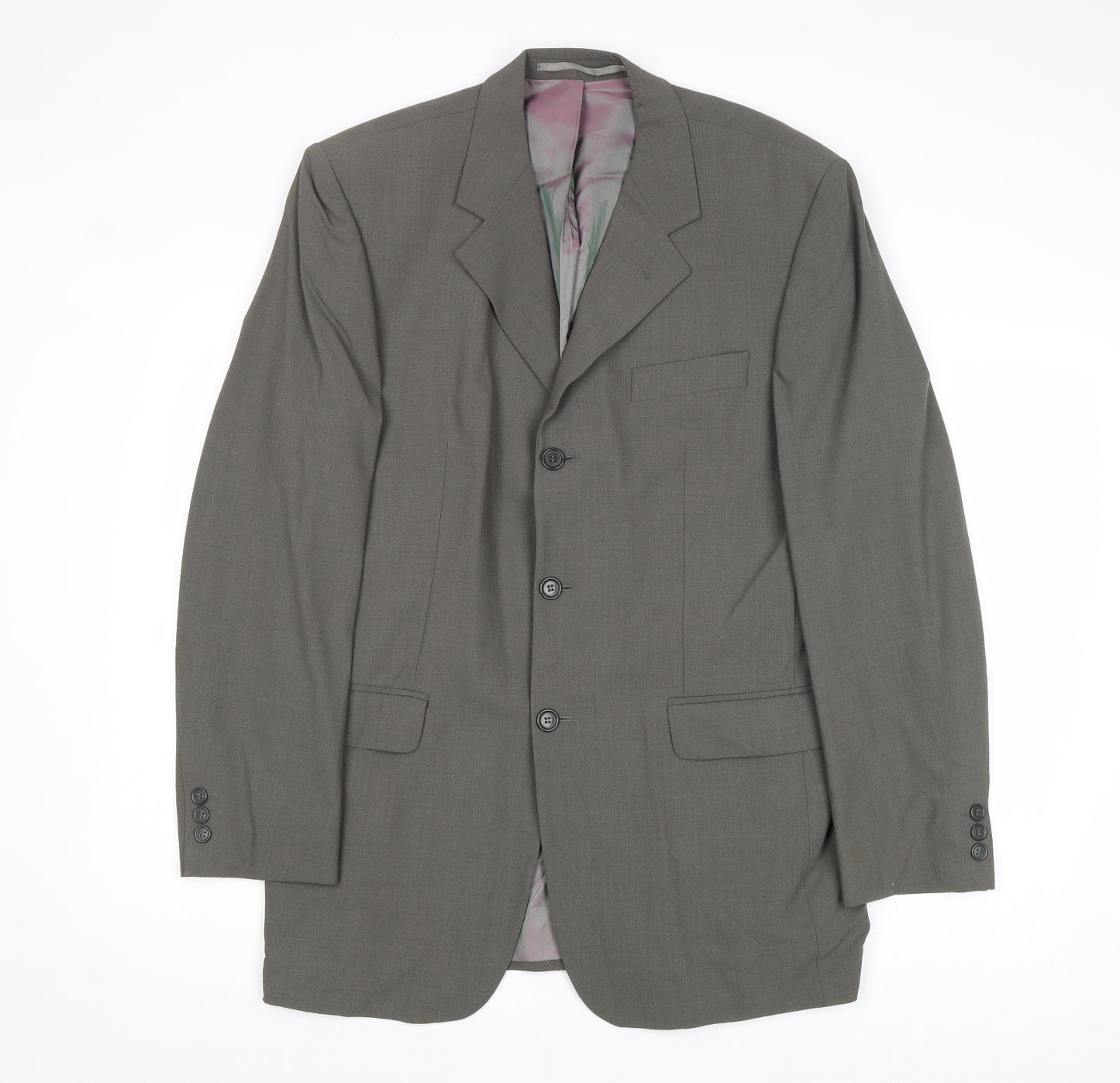 Karl Jackson Mens Grey Polyamide Jacket Suit Jacket Size 40 Regular