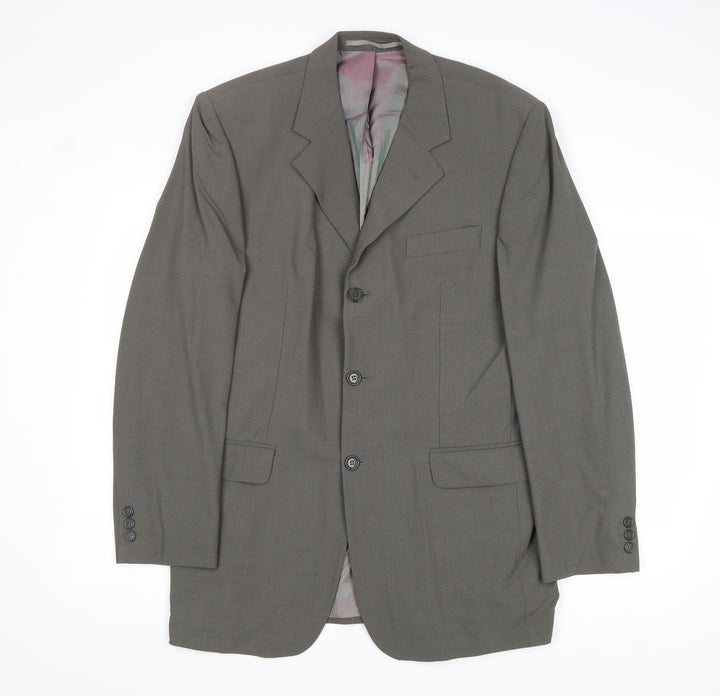 Karl Jackson Mens Grey Polyamide Jacket Suit Jacket Size 40 Regular
