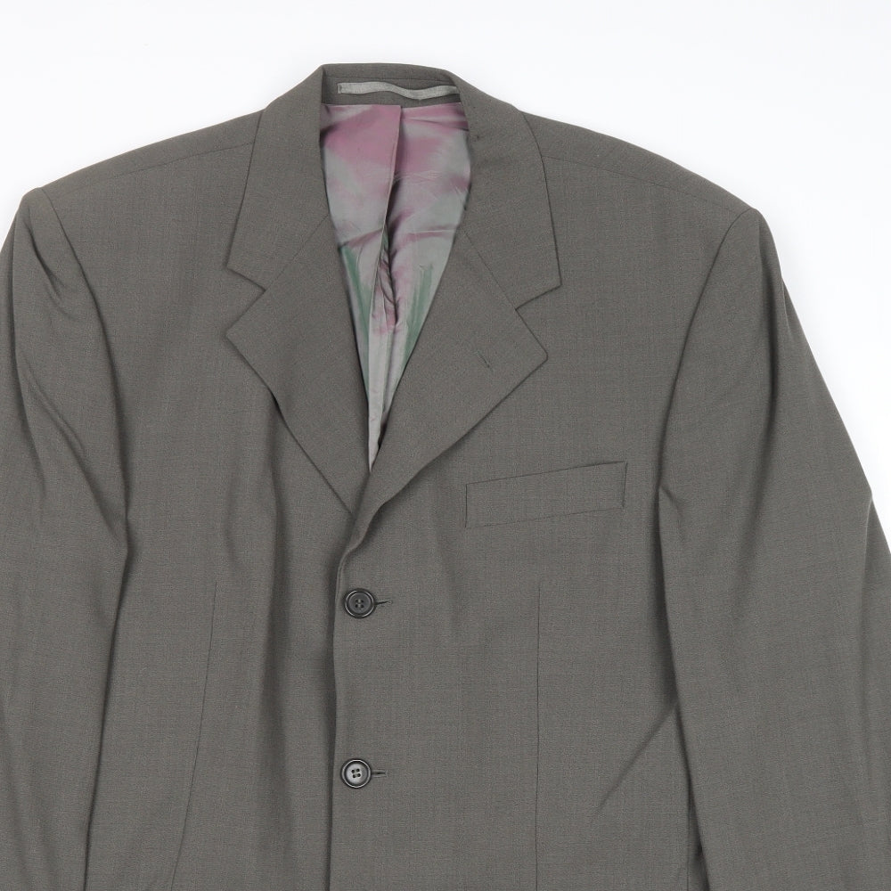 Karl Jackson Mens Grey Polyamide Jacket Suit Jacket Size 40 Regular