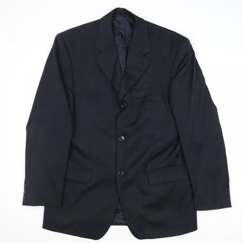 Horne Mens Blue Wool Jacket Suit Jacket Size 38 Regular
