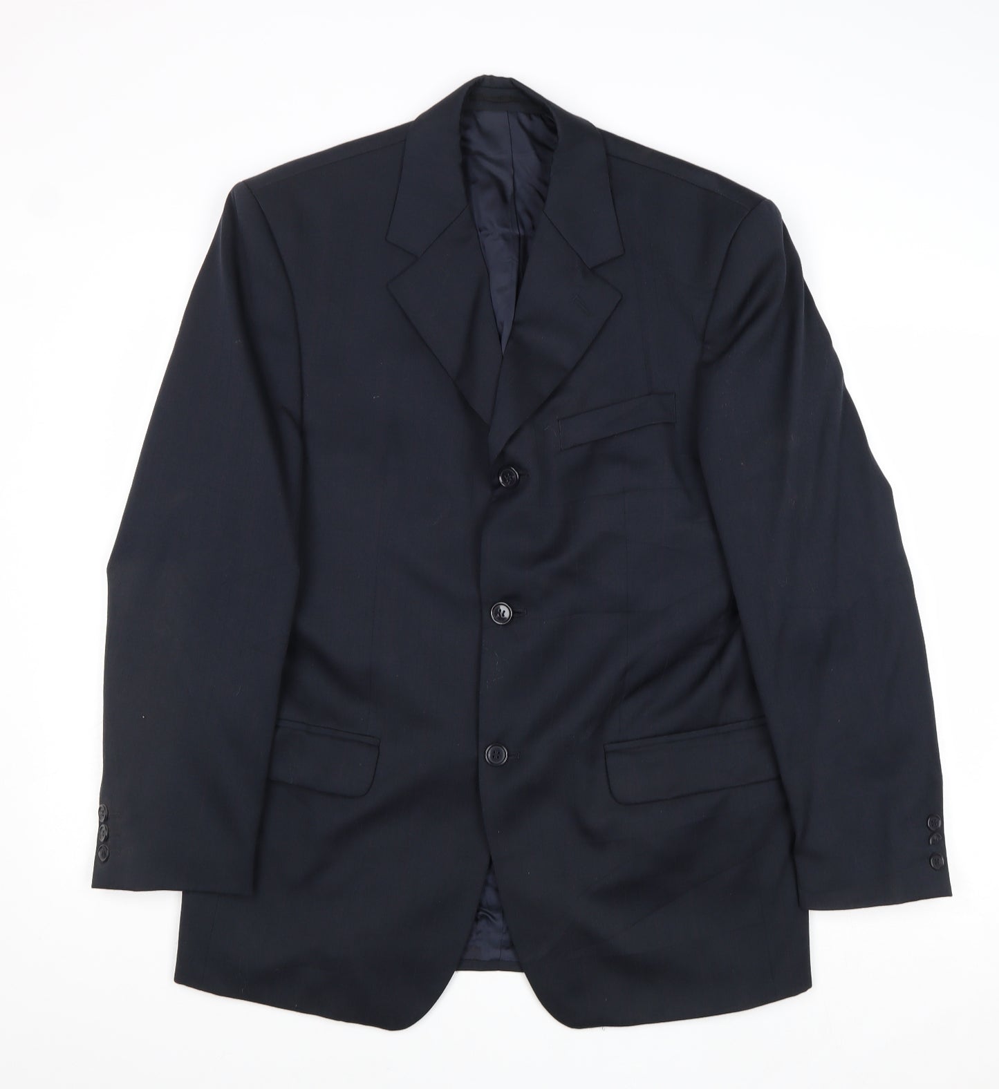 Horne Mens Blue Wool Jacket Suit Jacket Size 38 Regular