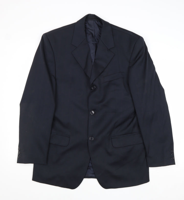 Horne Mens Blue Wool Jacket Suit Jacket Size 38 Regular