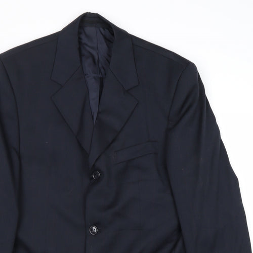 Horne Mens Blue Wool Jacket Suit Jacket Size 38 Regular