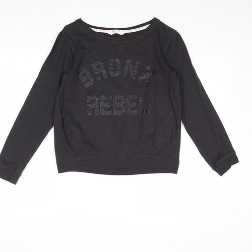 H&M Girls Black Cotton Pullover Sweatshirt Size 15 Years Pullover - Bronx