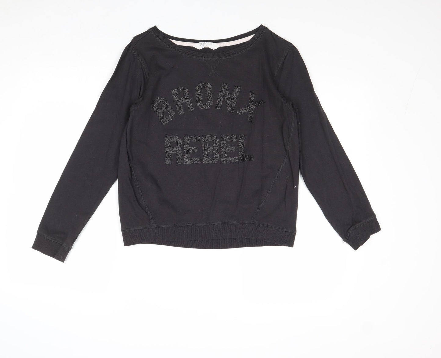 H&M Girls Black Cotton Pullover Sweatshirt Size 15 Years Pullover - Bronx