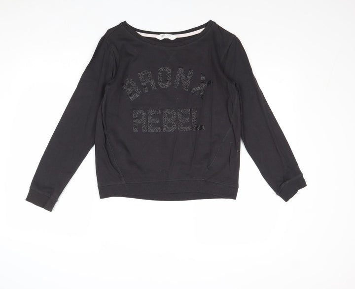 H&M Girls Black Cotton Pullover Sweatshirt Size 15 Years Pullover - Bronx