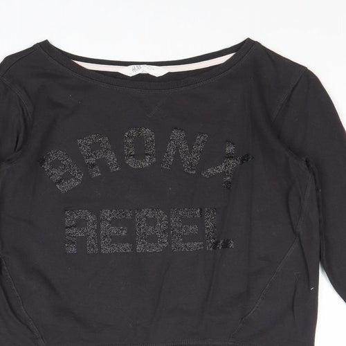 H&M Girls Black Cotton Pullover Sweatshirt Size 15 Years Pullover - Bronx