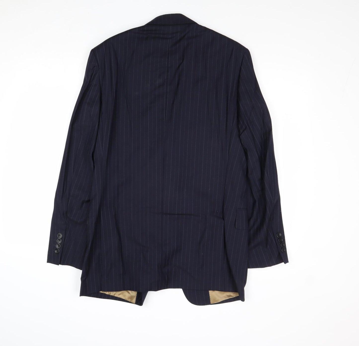 Racing Green Mens Blue Striped Wool Jacket Suit Jacket Size 36 Regular