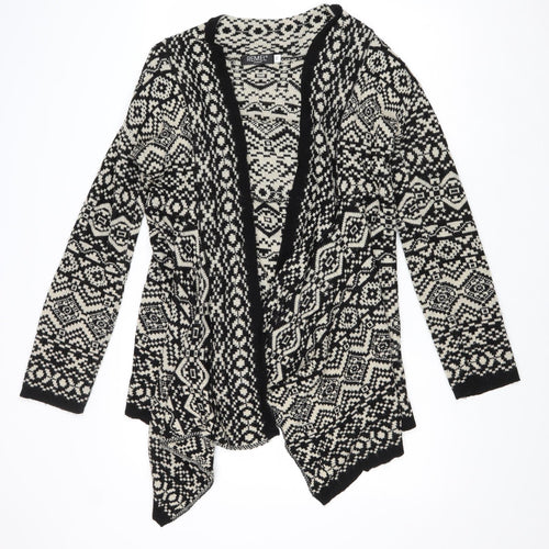 Remel London Womens Black V-Neck Geometric Acrylic Cardigan Jumper Size M