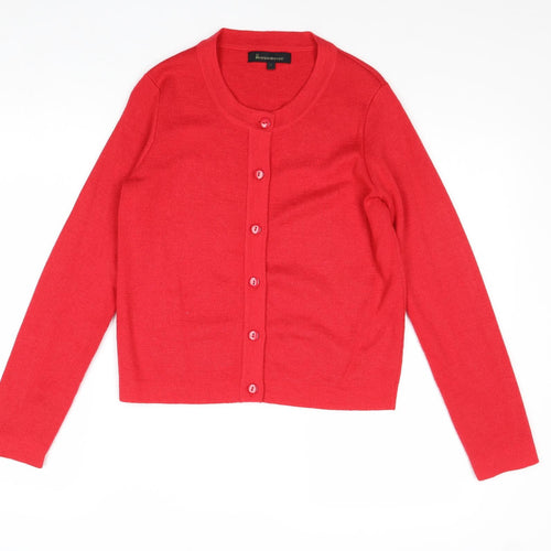 Incorporate Wear Womens Red Round Neck Wool Cardigan Jumper Size 6