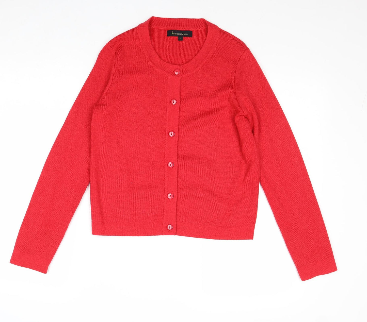 Incorporate Wear Womens Red Round Neck Wool Cardigan Jumper Size 6