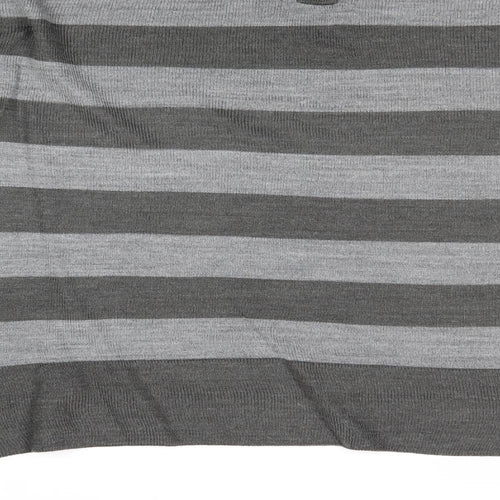 Marks and Spencer Womens Grey Boat Neck Striped Acrylic Pullover Jumper Size 12