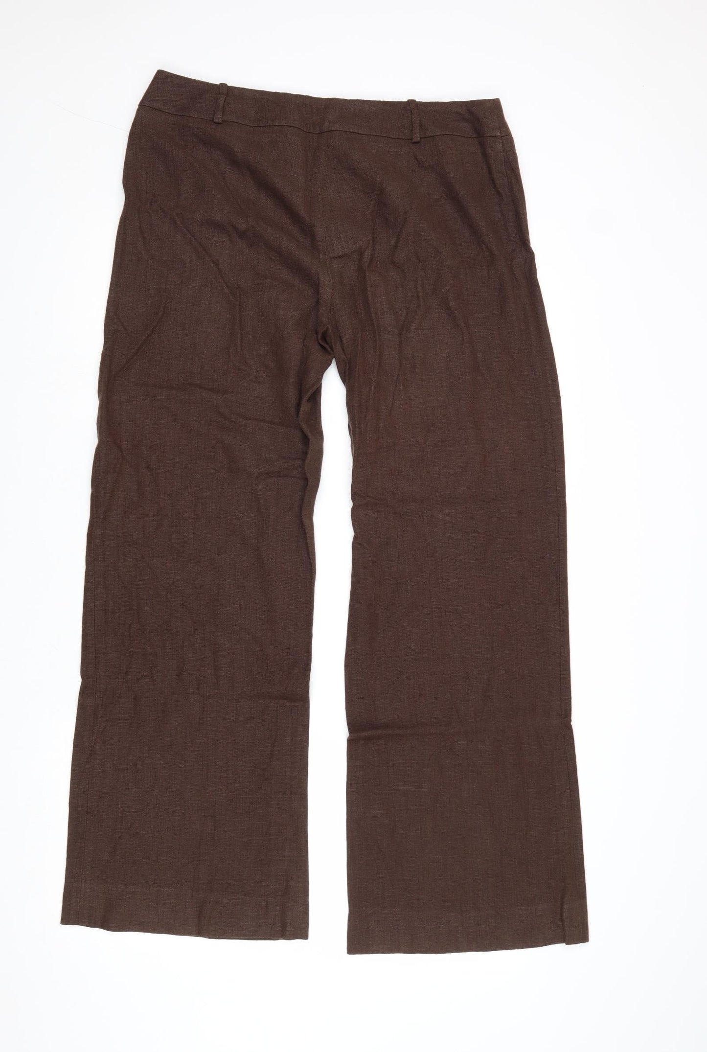 Wallis Womens Brown Viscose Trousers Size 14 Regular Zip