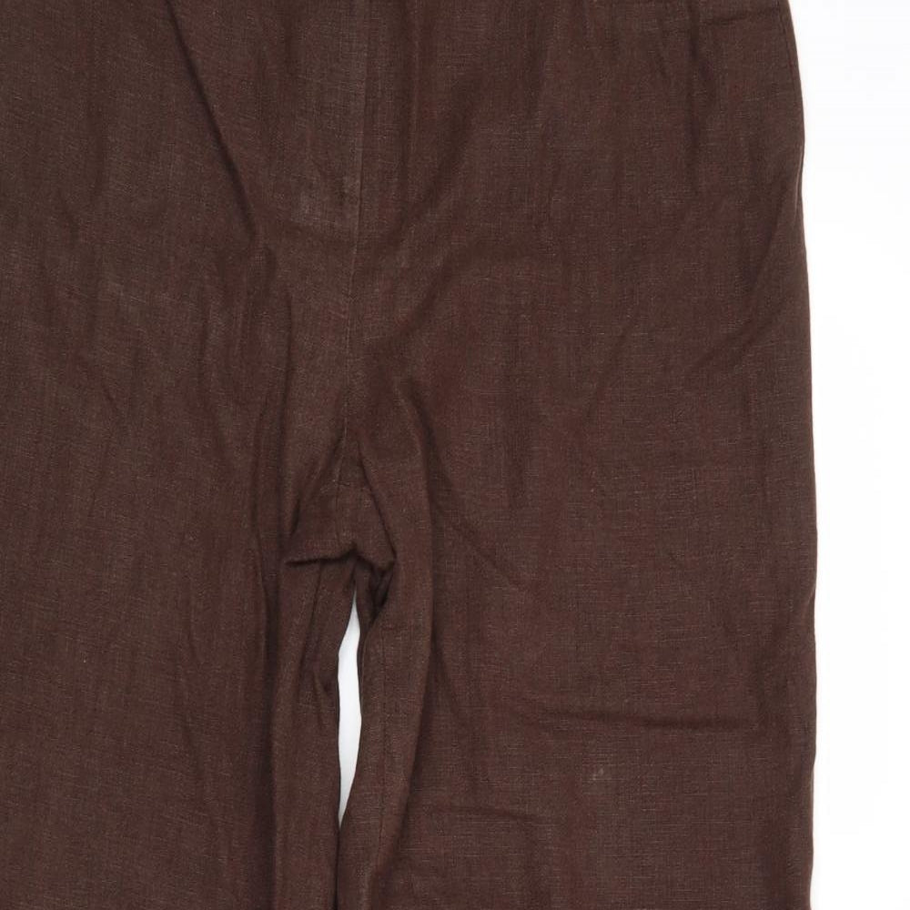Wallis Womens Brown Viscose Trousers Size 14 Regular Zip