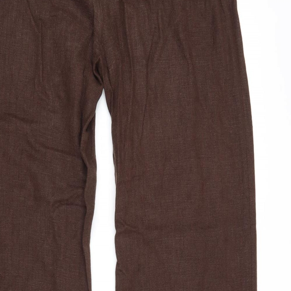 Wallis Womens Brown Viscose Trousers Size 14 Regular Zip