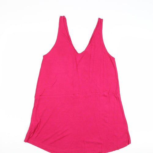 Warehouse Womens Pink Viscose Basic Tank Size 10 V-Neck