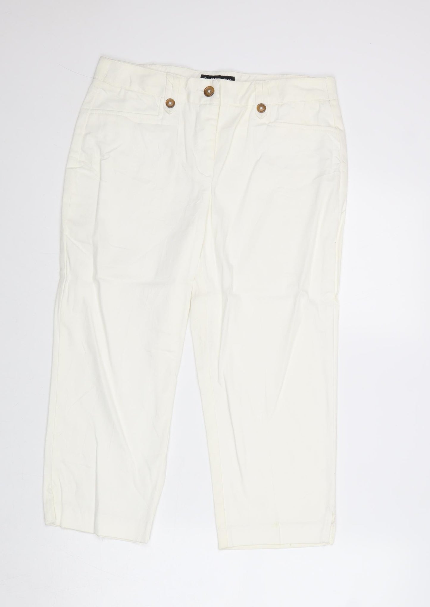 Counterparts Womens White Cotton Cropped Trousers Size 8 Regular Zip