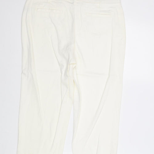 Counterparts Womens White Cotton Cropped Trousers Size 8 Regular Zip